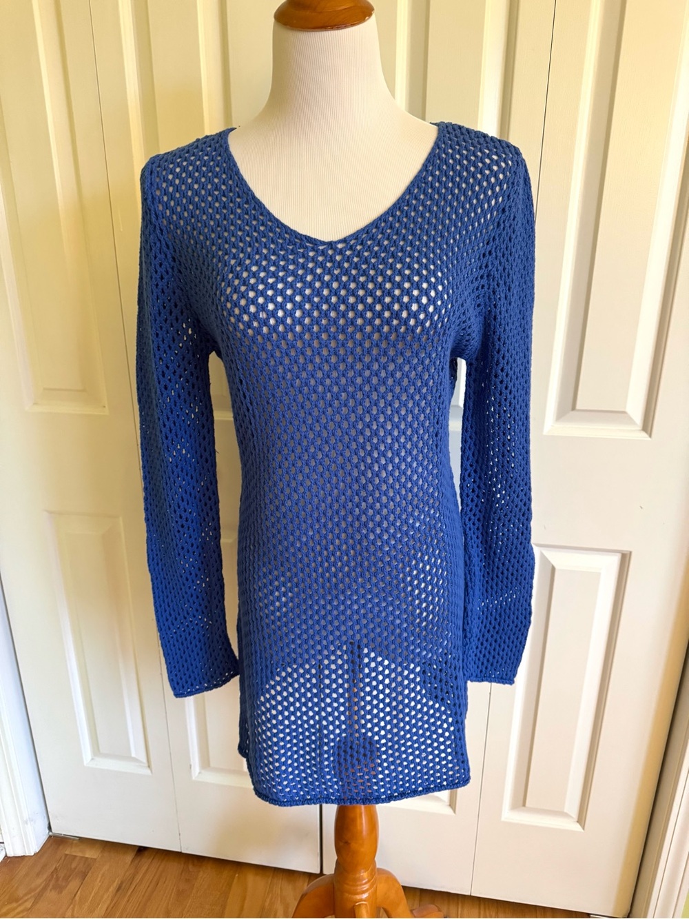 CUPSHE Blue Cotton Crochet Coverup Large EUC